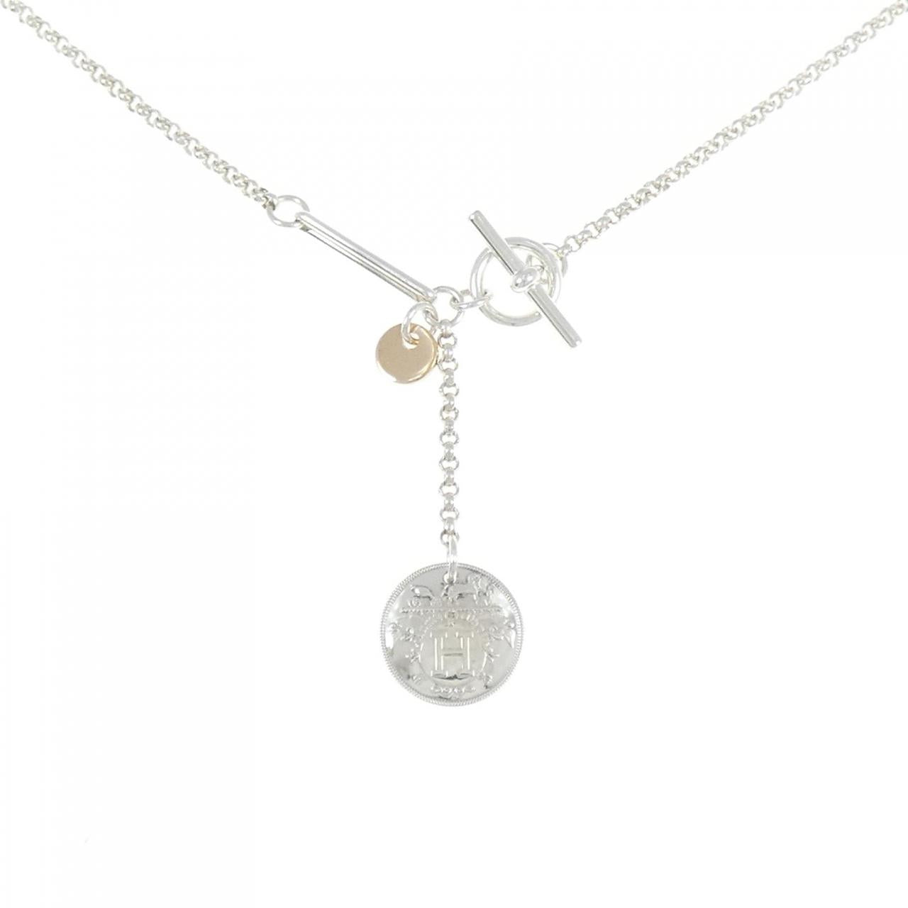 Hermes Ex Libris 925 Silver 750 Pink Gold Necklace