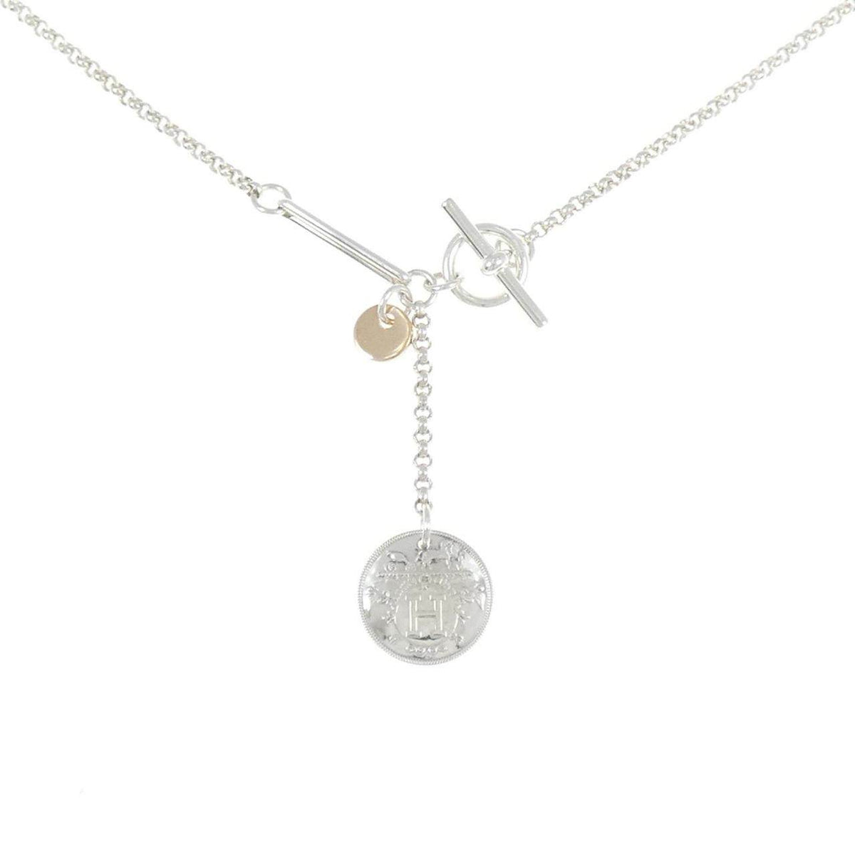 Hermes Ex-Libris 925 Silver 750 Pink Gold Necklace