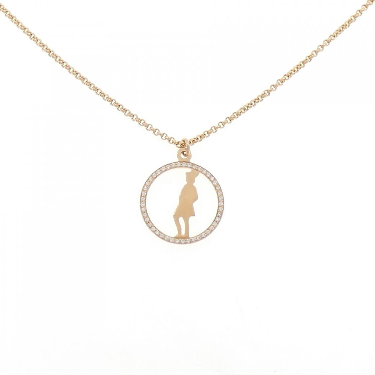 Hermes Au750 Pink Gold Diamond Necklace