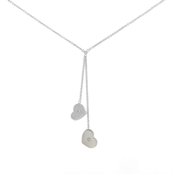 Tiffany & Co. Modern Heart Drop 925 Silver Diamond Necklace