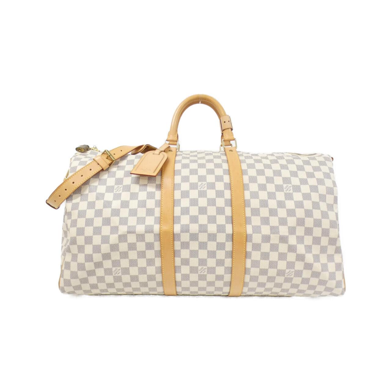 Louis Vuitton Keepall Bandouliere Damier Azur Boston Bag