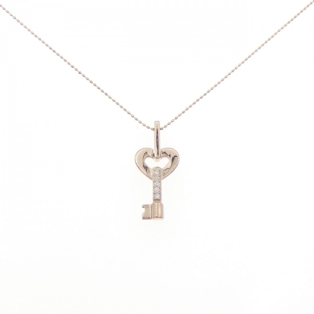 Au750 Diamond Heart Key Necklace