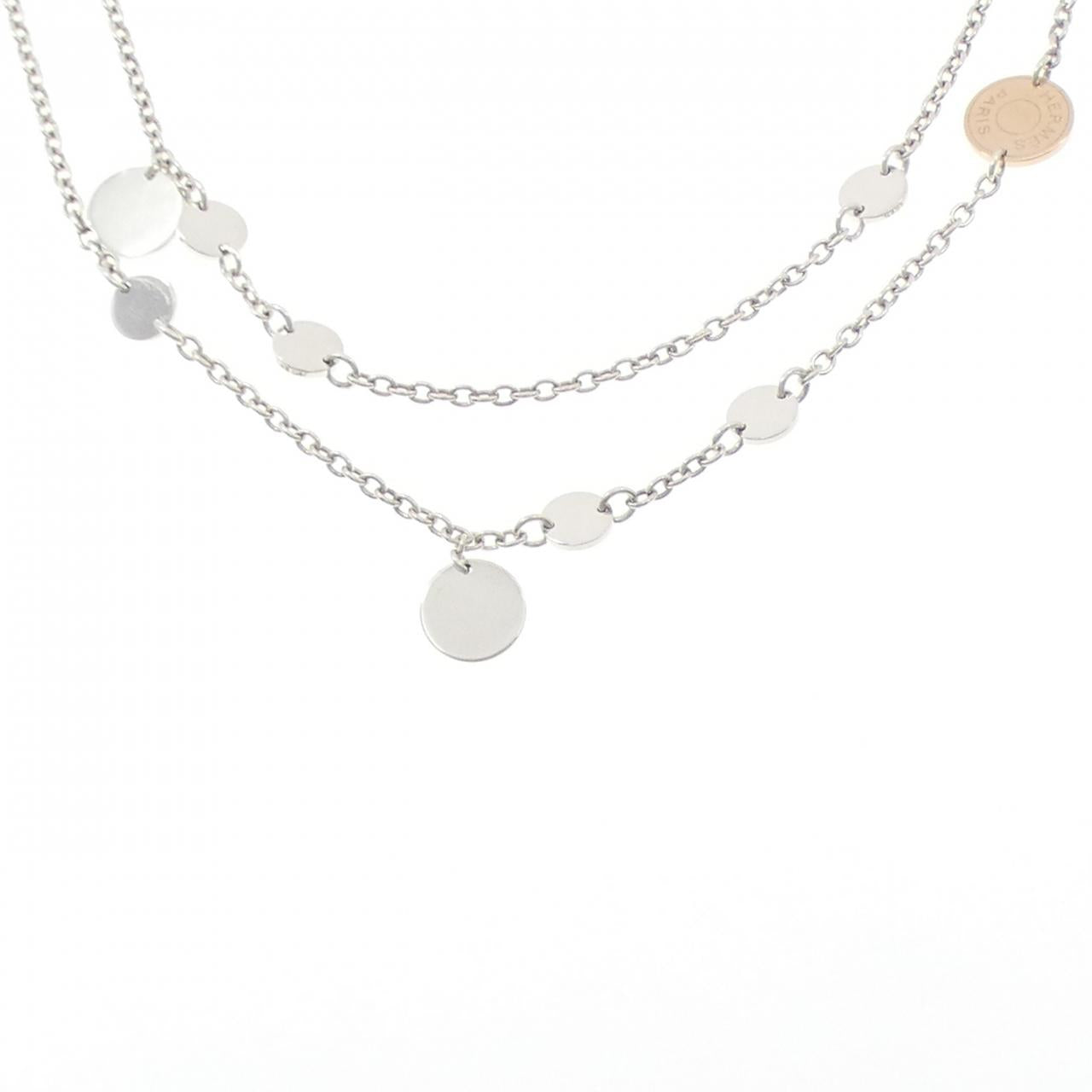 Hermes Ex Libris 925 Silver 750 Pink Gold Necklace
