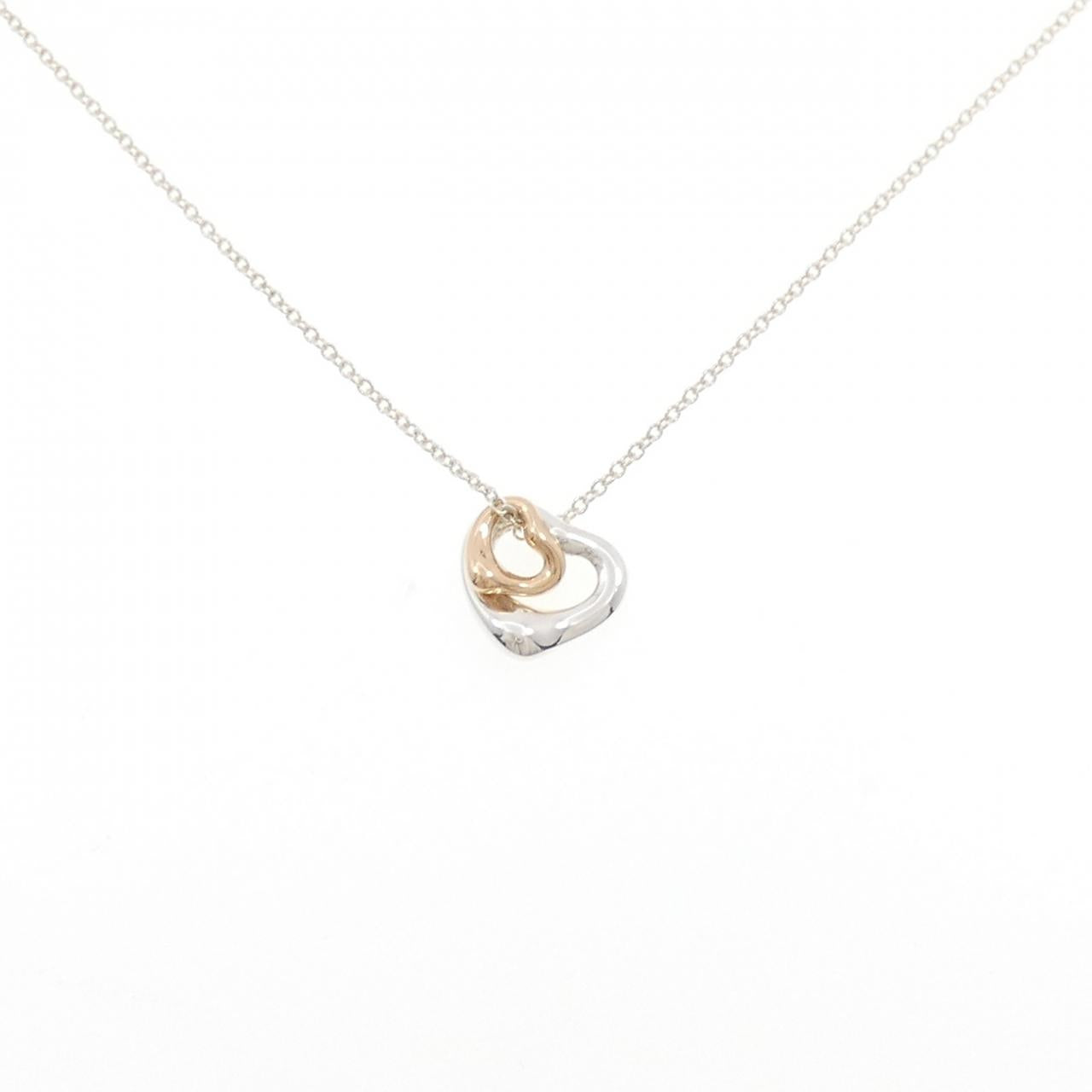 Tiffany Open Heart 925 Silver 750 Pink Gold Necklace