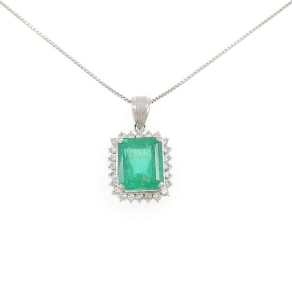 Platinum Diamond Emerald Necklace
