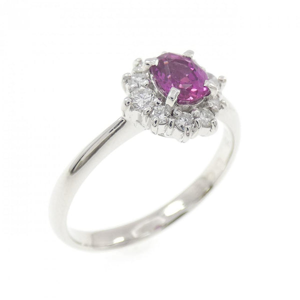 Pt900 Non Heated Burma Ruby Diamond Ring