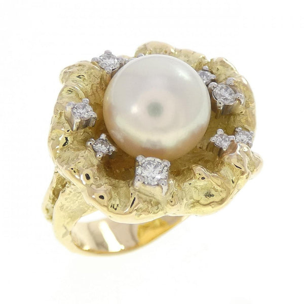 Iwakura Koji Au750 Platinum Akoya Pearl Diamond Ring