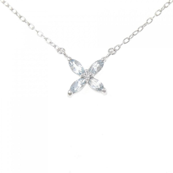 Platinum Blue Topaz Diamond Necklace