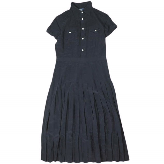Polo Ralph Lauren Silk Crepe Pleated Dress