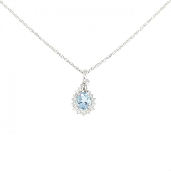 Platinum Aquamarine Diamond Necklace