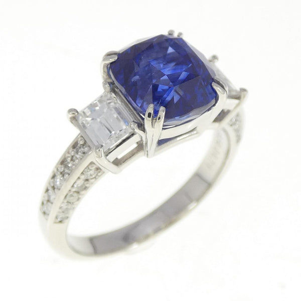 Pt900 Sapphire Diamond Ring