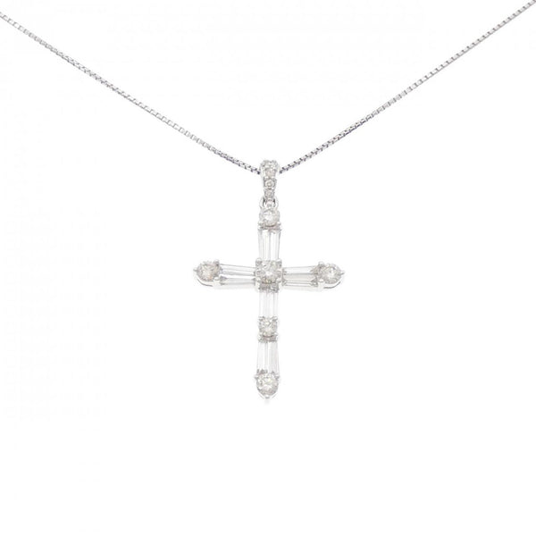 Au750 White Gold Cross Diamond Necklace
