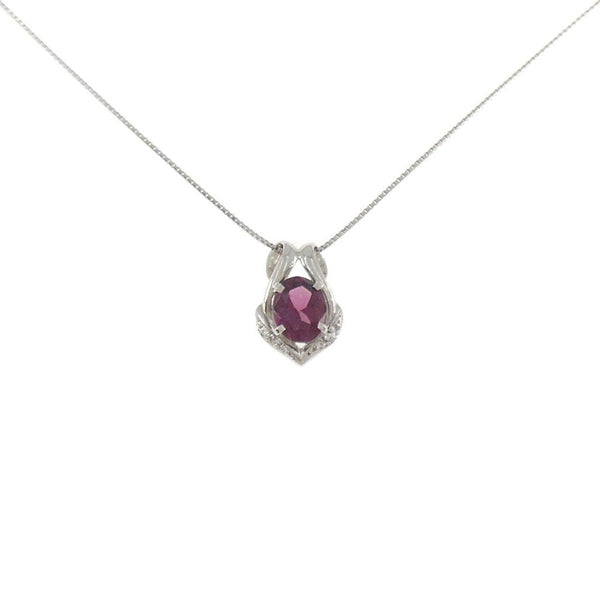 Platinum Garnet Diamond Necklace