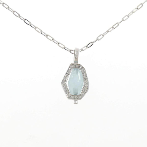 Luziada Au750 White Gold Aquamarine Diamond Necklace