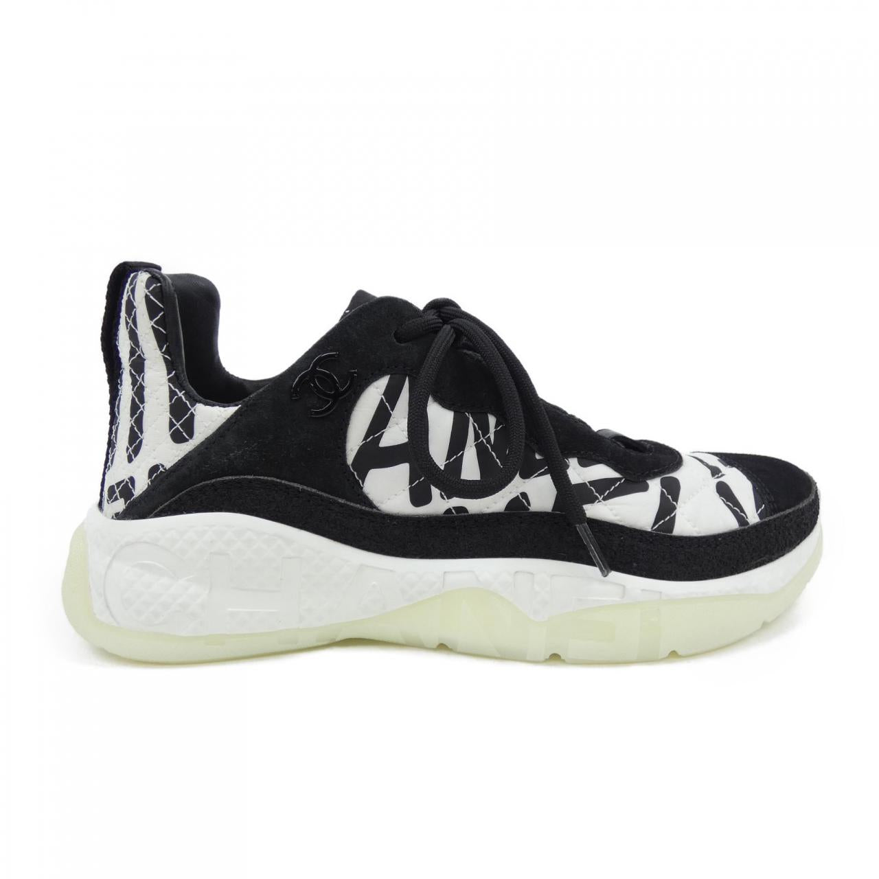 Chanel Graphic Logo Nylon Suede Sneakers