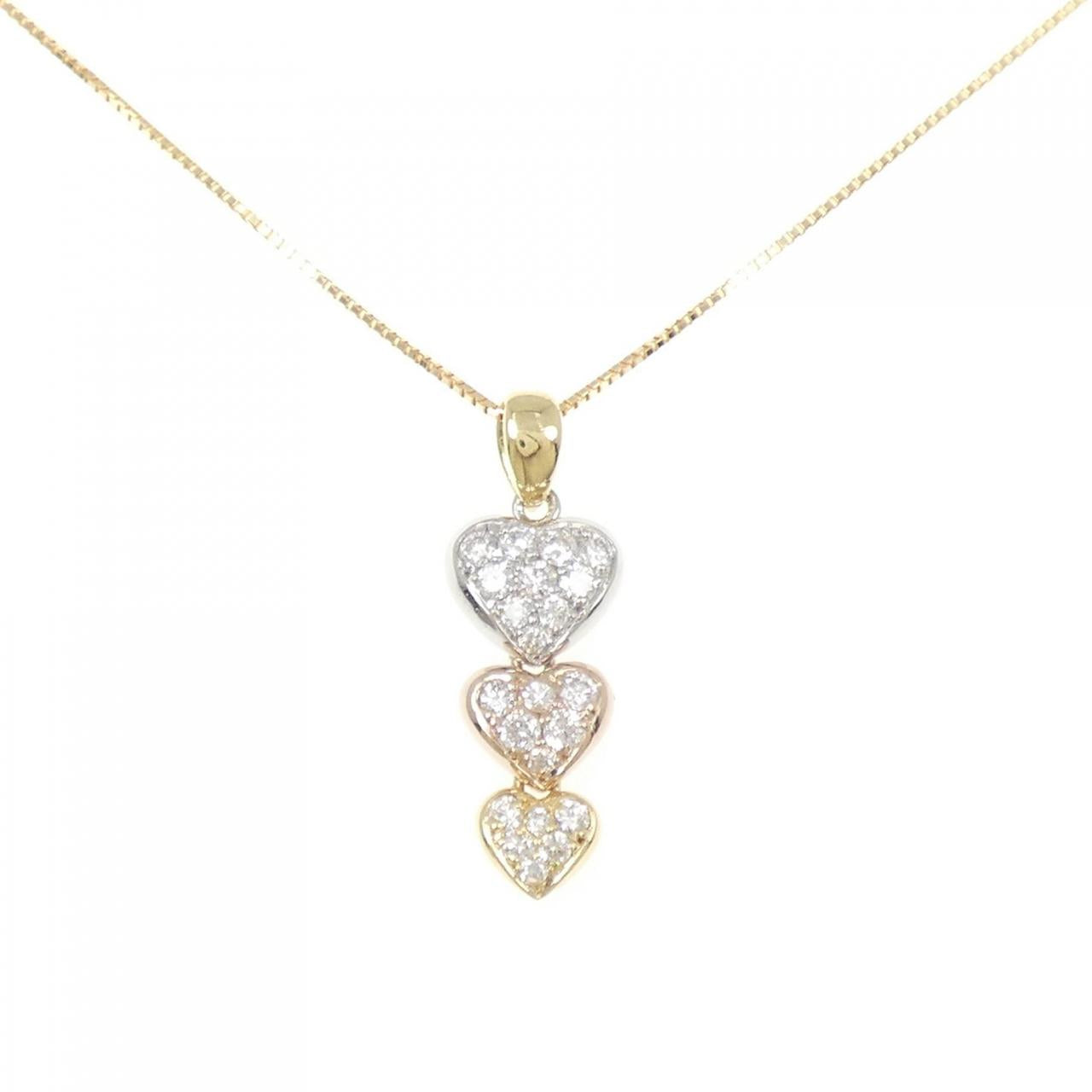 Au750/PT900/Au750 Heart Diamond Necklace