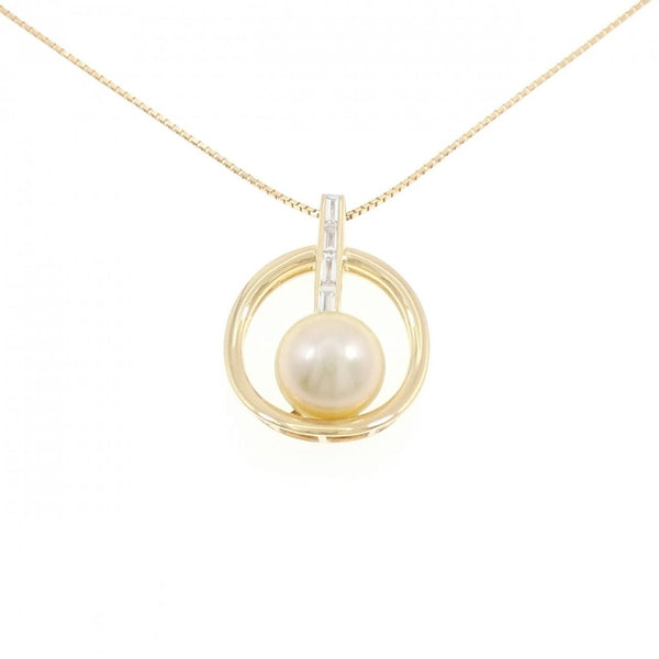 Au750 White South Sea Pearl Diamond Necklace