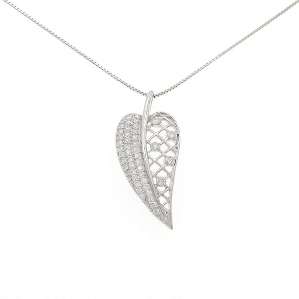 Platinum Diamond Leaf Necklace