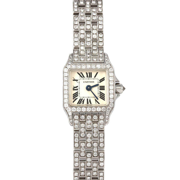 Cartier Mini Santos Demoiselle White Gold Quartz