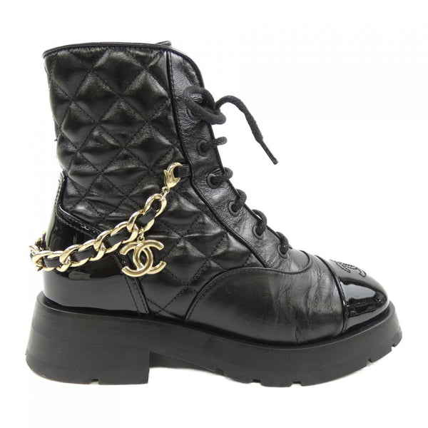Chanel Lace Up Calfskin Lace Up Boots