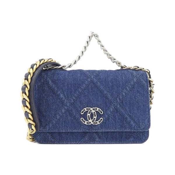 Chanel 19 denim chain wallet