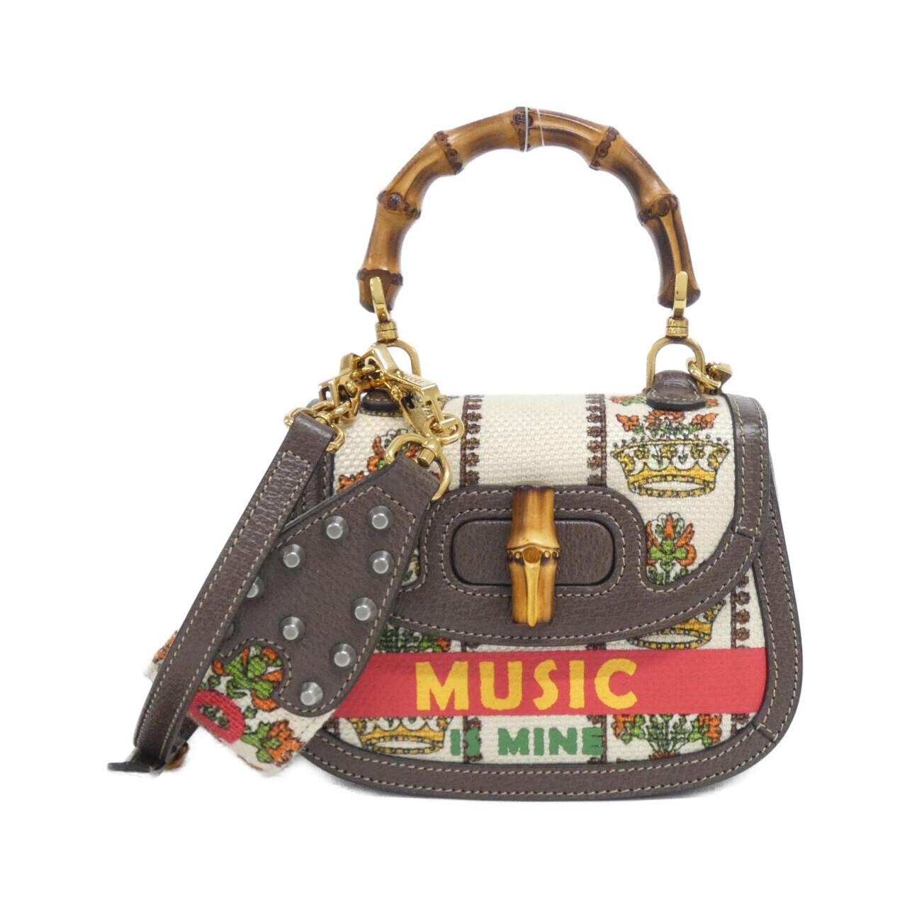 Gucci GUCCI BAMBOO 1947 Canvas Leather Shoulder Bag
