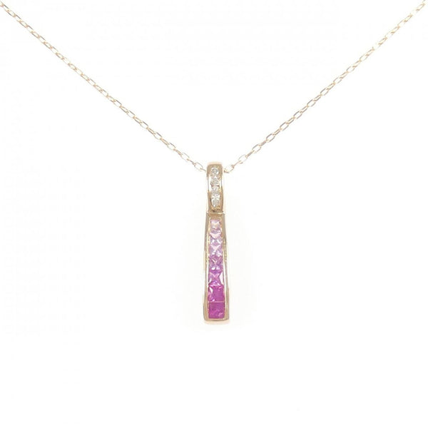Au750 Ruby Sapphire Diamond Necklace