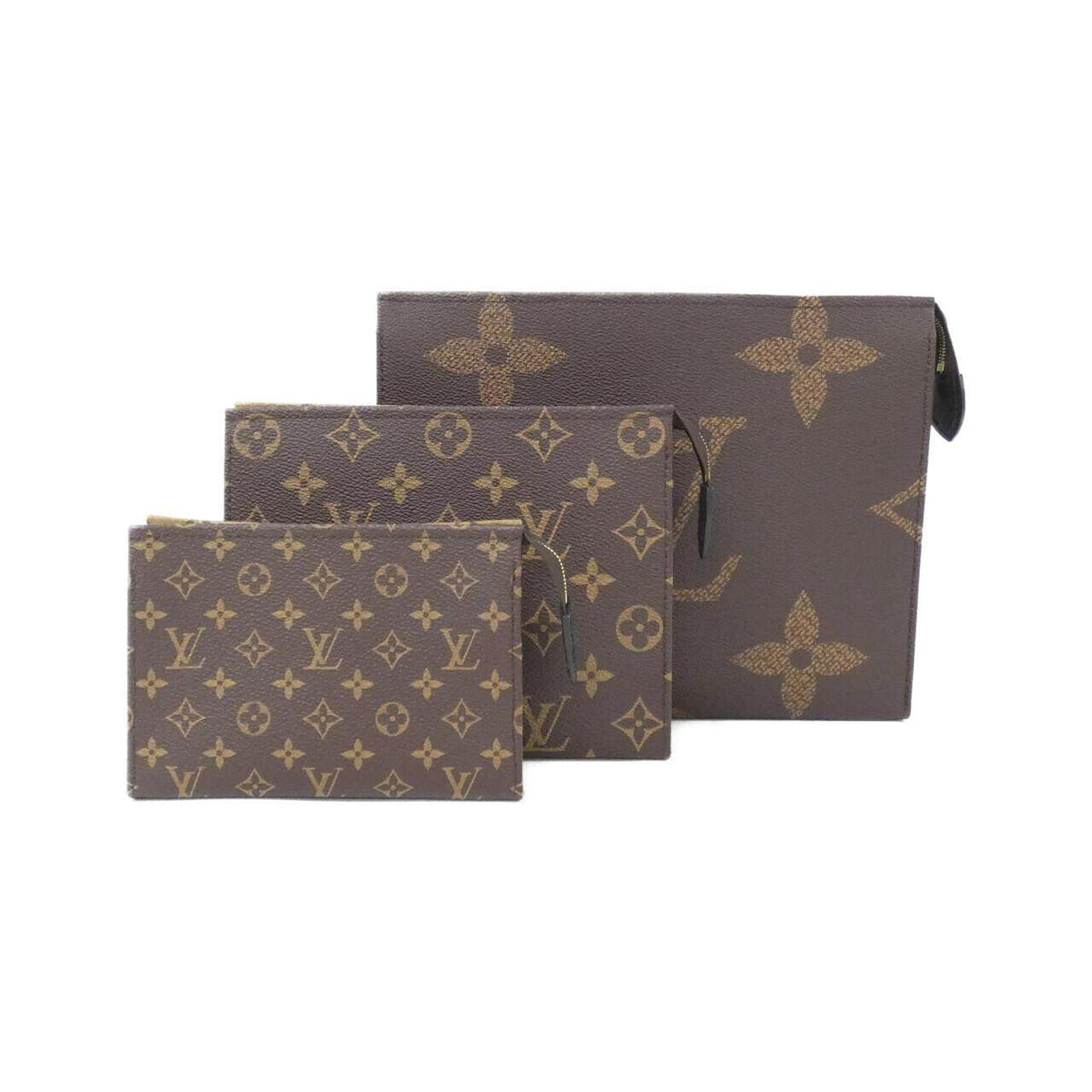 Louis Vuitton Monogram Reverse Trio Poche Toilette Coated Canvas Pouch