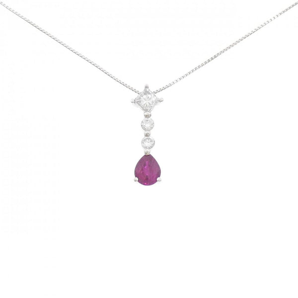 Platinum 0.56CT Ruby Diamond Necklace