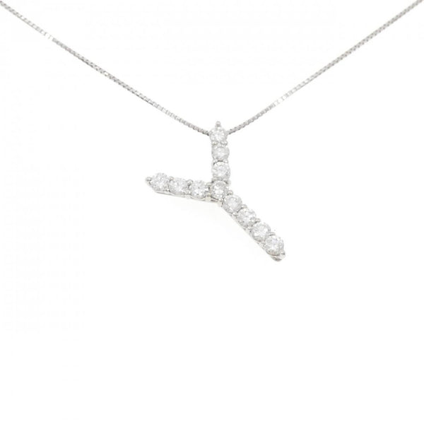 Platinum Diamond Initial Y Necklace
