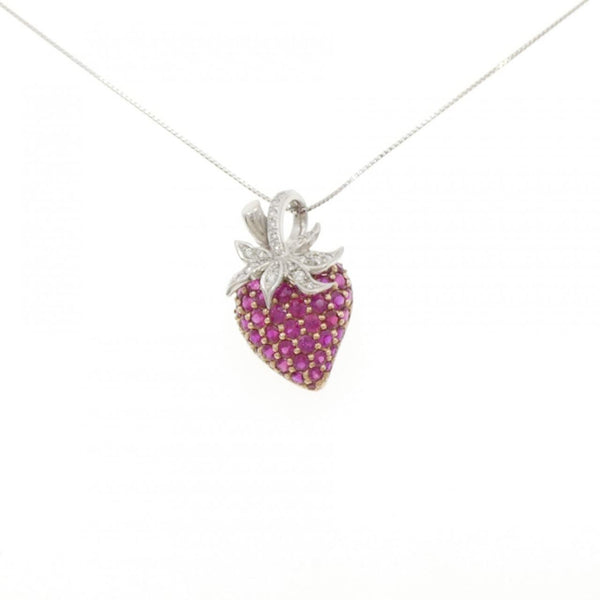 Au750 White Gold Pink Gold Ruby Diamond Necklace