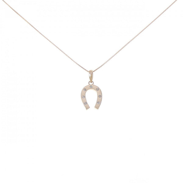 K10 Pink Gold Horseshoe Diamond Necklace