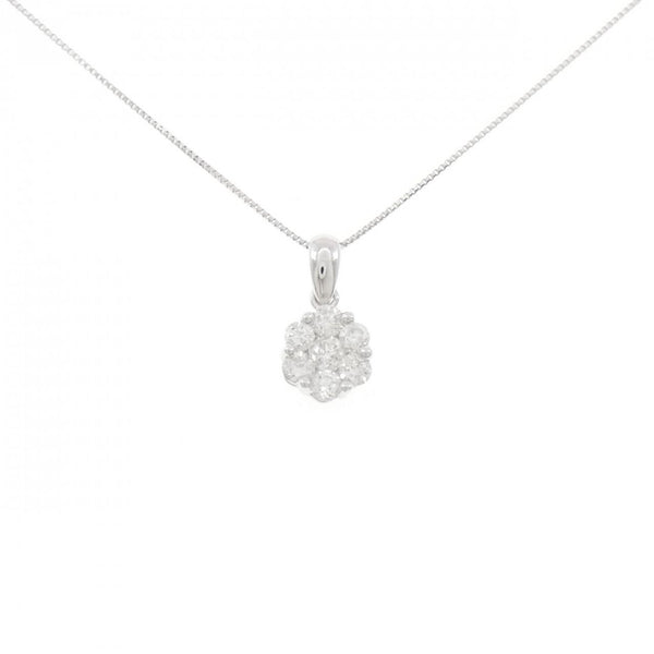 Au750 White Gold Flower Diamond Necklace