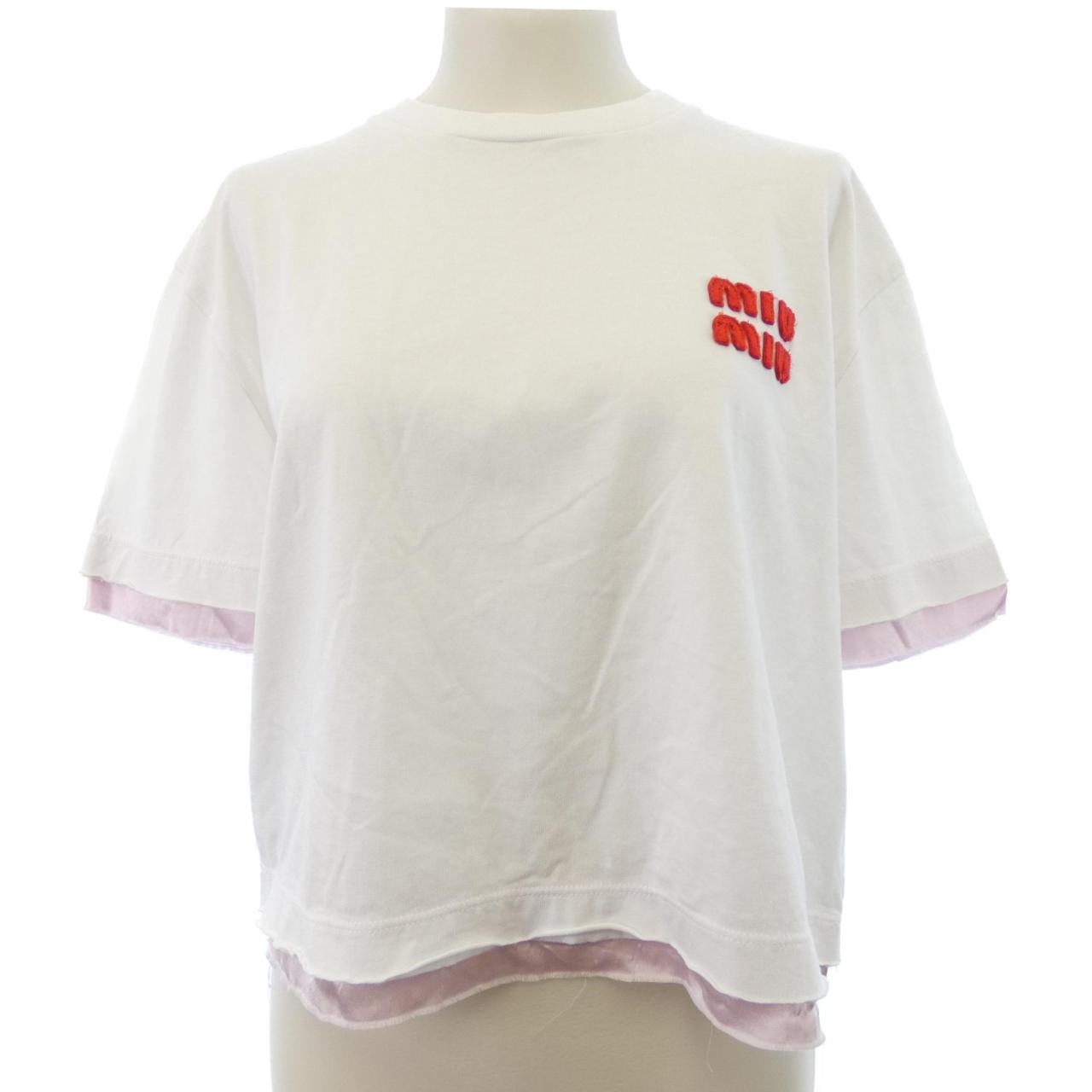 Miu Miu MIU MIU Logo Cotton T Shirt