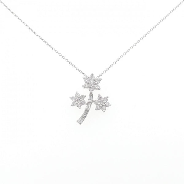 Au750 White Gold Flower Diamond Necklace