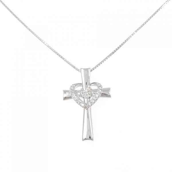 Au750 Diamond Cross Heart Necklace