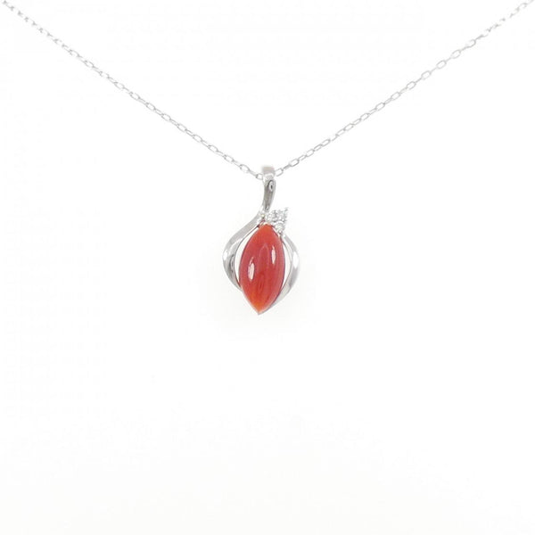 Au750 White Gold Coral Diamond Necklace
