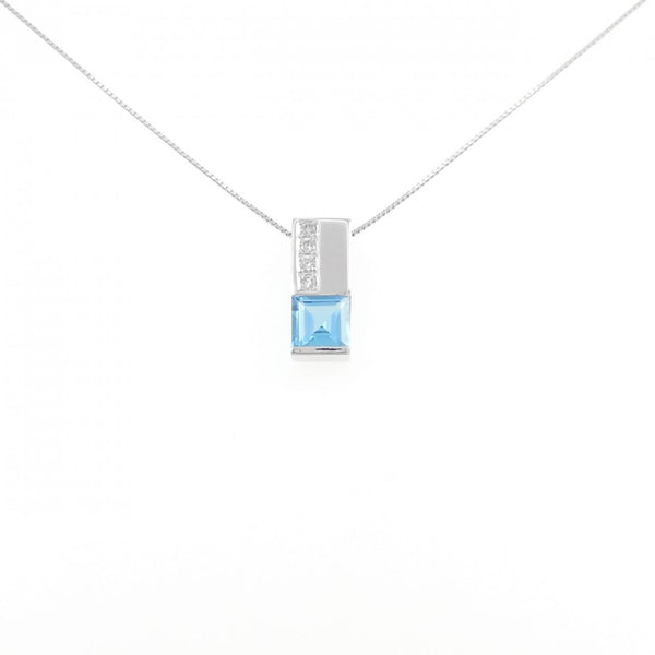 Au750 White Gold Blue Topaz Diamond Necklace