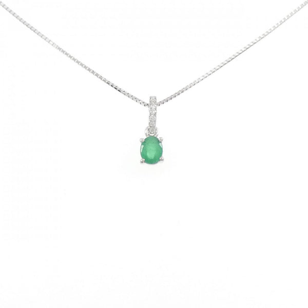 Au750 White Gold Emerald Diamond Necklace