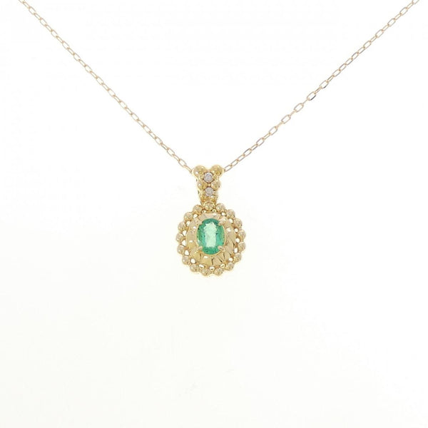Au750 Emerald Diamond Necklace