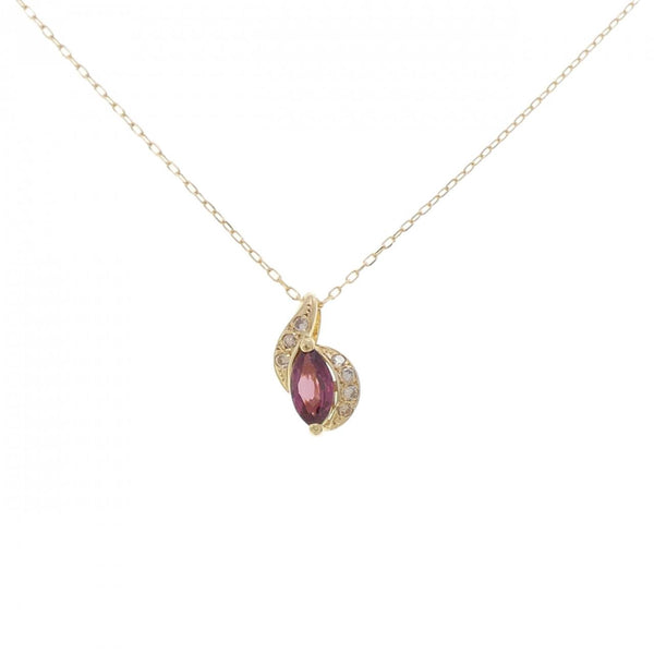Garnet Diamond Necklace Au750