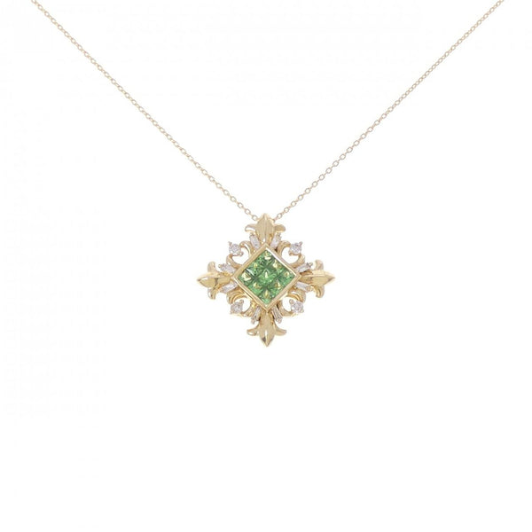 Au750 Green Garnet Diamond Necklace