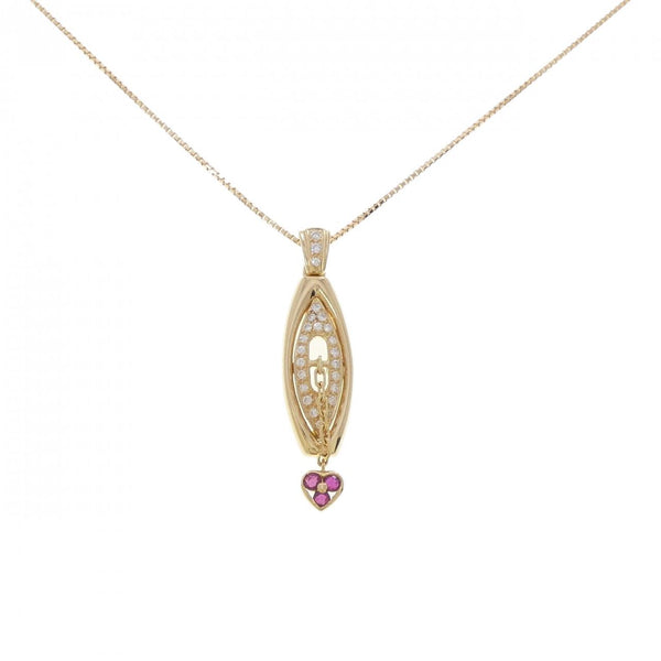 Au750 Heart Ruby Diamond Necklace