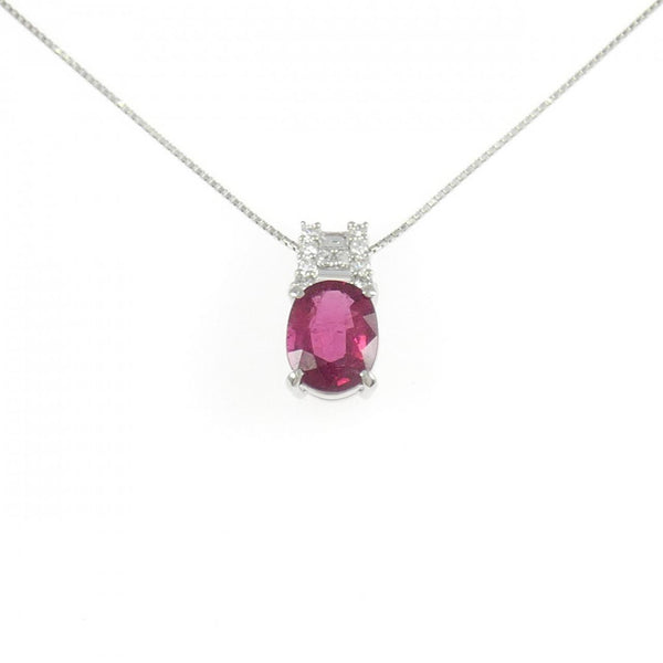 Platinum Rubellite Tourmaline Diamond Necklace