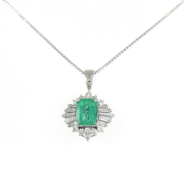 Platinum Emerald Diamond Necklace