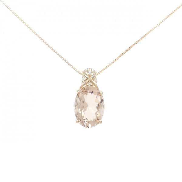 Au750 Pink Gold Morganite Diamond Necklace