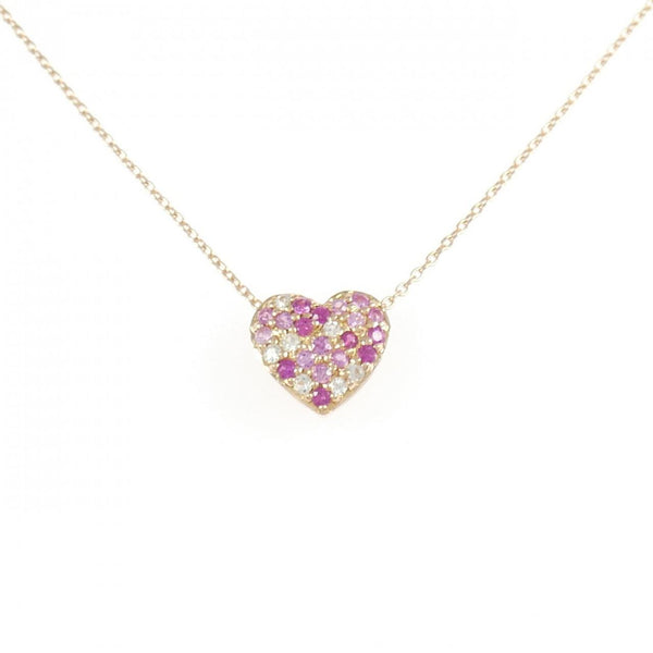 Au750 Heart Ruby Sapphire Necklace