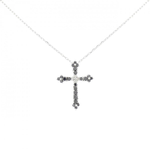 K10 White Gold Diamond Cross Necklace