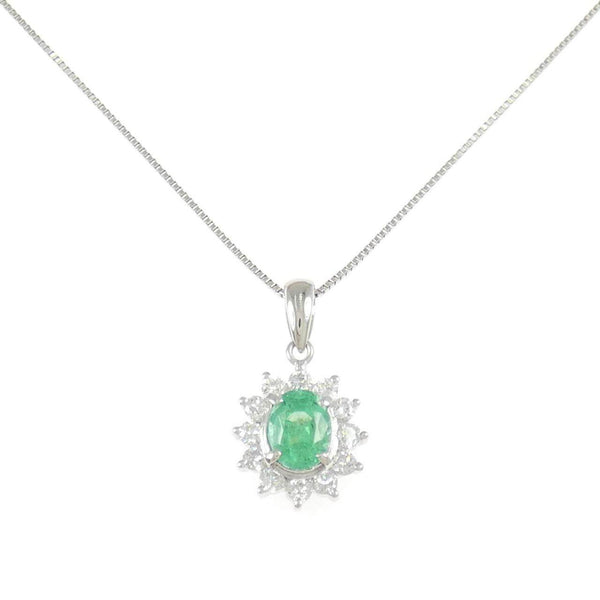 Platinum Emerald Diamond Necklace