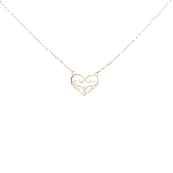 K10 Pink Gold Heart Necklace